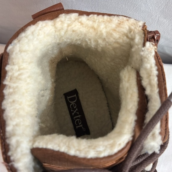 Dexter faux brown leather faux Sherpa lined ankle boots lace up & zip up Size 9 - Picture 14 of 16